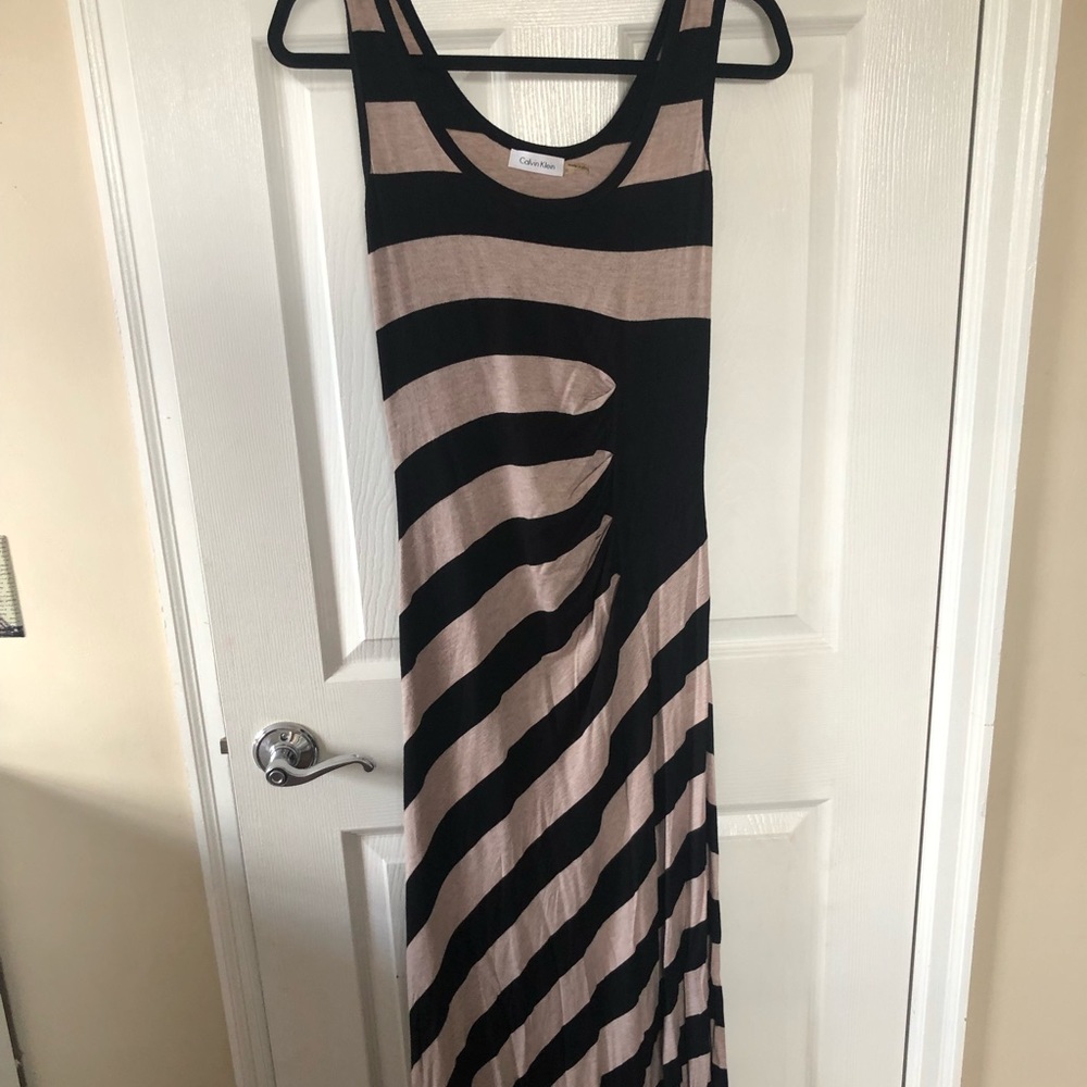 Calvin Klein striped maxi dress.